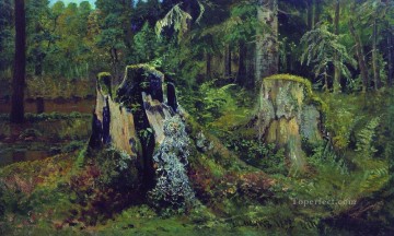 Iván Ivánovich Shishkin Painting - paisaje con tocón 1892 Ivan Ivanovich